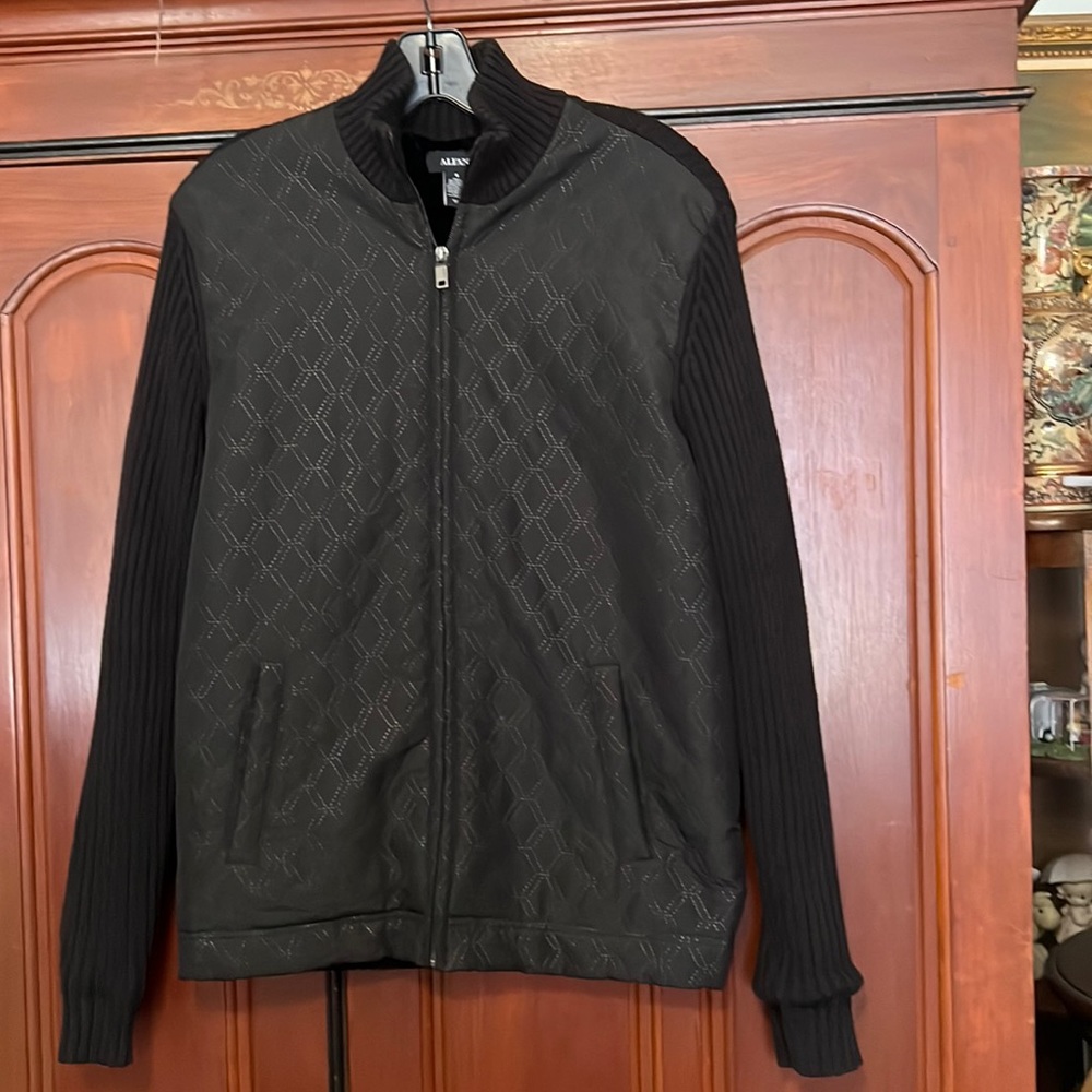 Alfani Black Vintage Faux Fur Lined Zipper Jacket Size Small